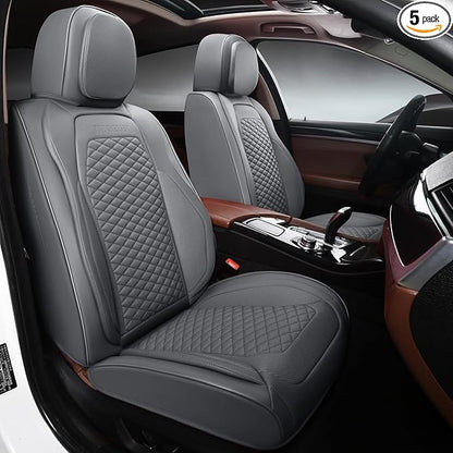 2 Packs Car Seat Covers Leather Car Seat Covers Universal Seat Covers for Car, SUV,Truck (Gray)