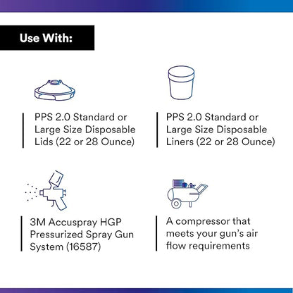 3M PPS 2.0 H/O Pressure Cup with Air Hose, 26124, Large, 28 Ounces, Use with 3M Accuspray HGP Spray Gun for Thick High-Viscosity Latex Paints, Varnishes, Coatings and Primers, 1 Pack