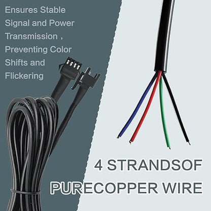 4 Pcs 4 Pin RGB Extension Cable RGB Wire for Motorcycle LED Light Underglow Kit, Compatible with ATV Car Trucks Rock Lights & Neon Strips (60 Inch)