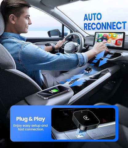 Teeran Wireless CarPlay Adapter 2025 Upgrade Wired CarPlay to Wireless, Mini USB Design for Cars with Built-in Wired Apple CarPlay Plug and Play Easy Use Fast Stable Connection Car Play for iPhone