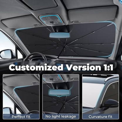 Windshield Sun Shade Umbrella for 2019-2025 Cadillac XT4 Accessories: Custom Fit 210T Silver, Foldable Sunshade Front Window Sun Visor, Blocks UV Rays, Keeps Car Cool for Luxury, Premium Luxury, Sport