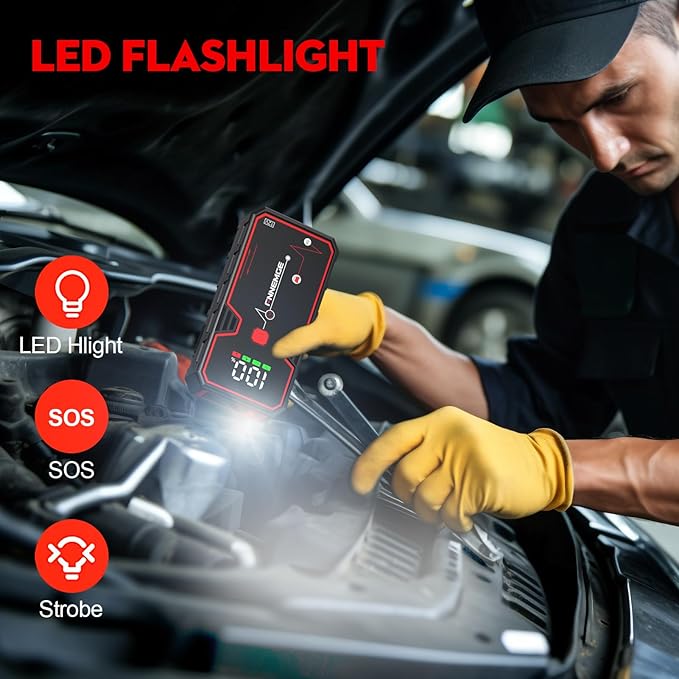 Car Jump Starter, 5000A Peak 23800mAh 12V Jump Starter Battery Pack(Up to All Gas, 8.0L Diesel Engine),with USB Charge Output Port,LED Light,HD Large Screen.