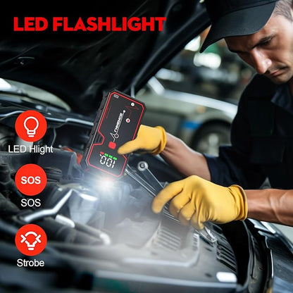 Car Jump Starter, 5000A Peak 23800mAh 12V Jump Starter Battery Pack(Up to All Gas, 8.0L Diesel Engine),with USB Charge Output Port,LED Light,HD Large Screen.
