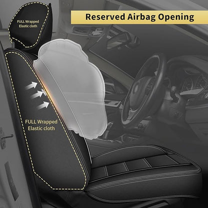 AOMSAZTO Ford Ranger Seat Covers: Front Seat Covers Custom Fit 2019 2020 2021 2022 2023 2024 2025 Ford Ranger XLT/XL/Lariat Waterproof Leather Seat Protector(2 Front Seats, Black)