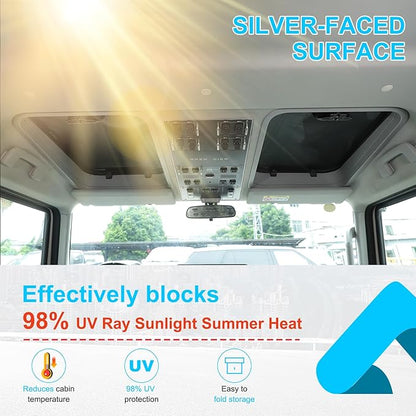 Compatible with INEOS Grenadier 2020-2024 Car Sunroof Sun Shade, Foldable Memory Steel Wire Car Sunroof Sun Shade Breathable Mesh Keep Cool