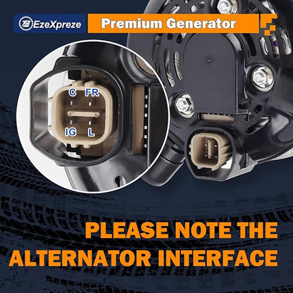 EzeXpreze New Alternator fit for Honda for Accord 2004 2005 2006 2007 130Amp 12V Compatible V6 3.0L, Replace# 104210-3500, 104210-4480, 104210-4481, 31100-RCB-Y01, 31100-RCB-Y02, 31100-RCB-505RM