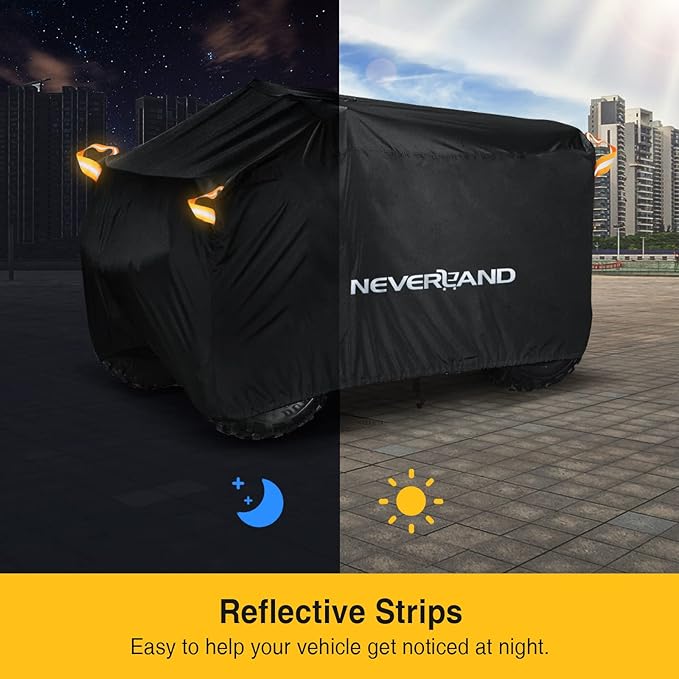 NEVERLAND ATV Cover - Waterproof Heavy Duty 4 Wheeler Quad Cover - All Season Weather Proof Outdoor UV Protection for Polaris Yamaha Suzuki Honda (Black XXXLarge)