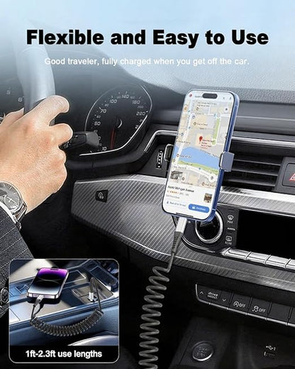 Coiled USB C to Lightning Cable, 2 Pack Retractable iPhone Charging Cable for Car, 3FT USBC to Lightning Cable for iPhone 14 13 12 11 Pro Max Mini 10 8 7 Plus XR XS SE, AirPod