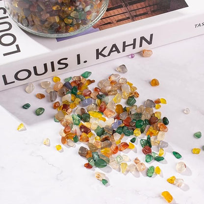 0.5 Lb/230g Colorful Agate Aquarium Fish Tank Gravel Rocks, Crushed Stone Crystal Chips Bulk Natural Gemstones Pebbles Irregular for Aquarium, Vase Fillers, Succulent Plants Decor