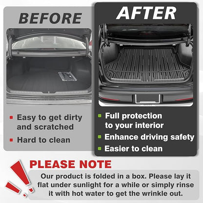 TripleAliners All Weather Trunk Mat Compatible with 2024-2025 KIA K4 Sedan Accessories Cargo Mat Custom Fit TPE Full Coverage Protection Odorless Waterproof Cargo Liner