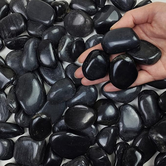 10 lbs Pebbles for Outdoor Landscaping, 1-2 inch Black River Rocks for Plants Indoor, Decorative Black Stones for Planters Vase Aquarium Rocks and Garden Rocks