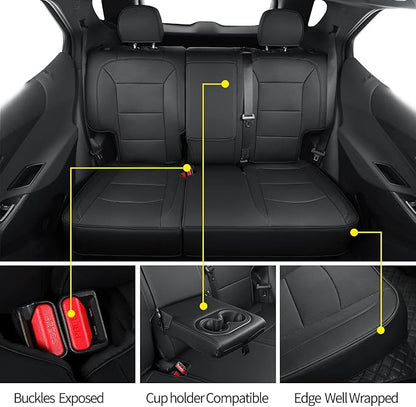 RISINGSTAR Terrain Seat Covers, fit for 2018-2024 GMC Terrain SUV with Rear Split Seats, Water Proof Faux Leather(Full Set, Black)