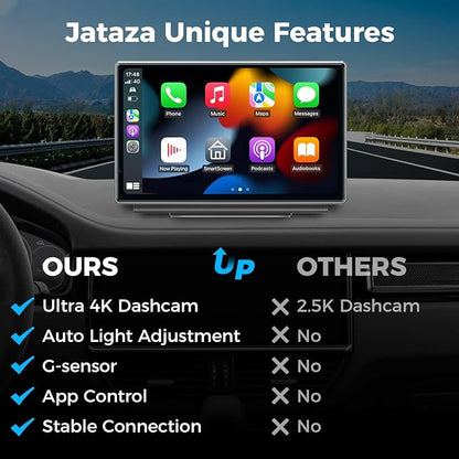 7" Wireless Apple CarPlay Android Auto Screen for Car - 4K Dash Cam, GPS Navigation, HD Touchscreen, AirPlay, 1080P Backup Camera, Car Stereo