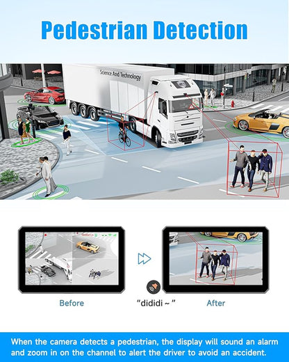 RV Backup Camera System AI WiFi GPS 7 inch Touch Screen Monitor Vehicle Recording with 4 Pieces 1080P Rear Side View Waterproof Camera Live View on APP/Web/PC for Camper RV Truck Trailer Tractor Fleet
