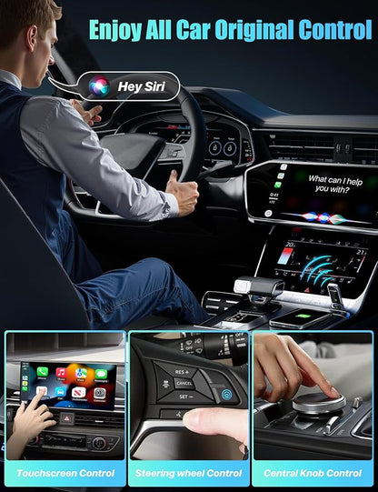 ZIUMIER Wireless CarPlay Adapter, Convert OEM Wired to Wireless CarPlay Dongle, Mini Edition, Plug and Play, No Latency, Compatible with Apple iPhone iOS 10+ & Cars from 2016+