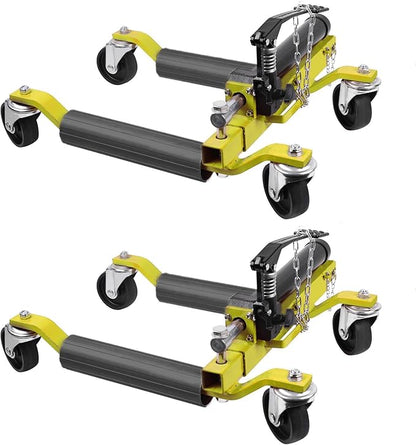 2 Pcs Car Wheel Dolly with Hydraulic Tire Jack, 1500LBS Capacity Trailer Dolly for Vehicle Positioning for Truck RV Trailer, Yellow