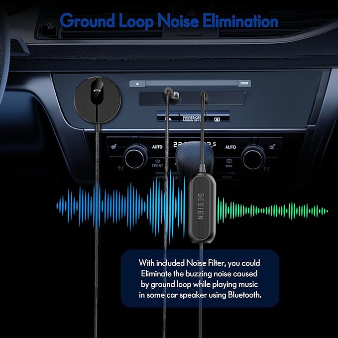 BESIGN BK01 Bluetooth Car Reciever with Ground Loop Noise Filter for car with 3.5mm Aux Jack