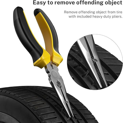 Flat Tire Repair Kit with Plugs 31 Pcs for Car, Motorcycle, ATV, Jeep, Truck, Tractor Flat Tire Puncture Repair