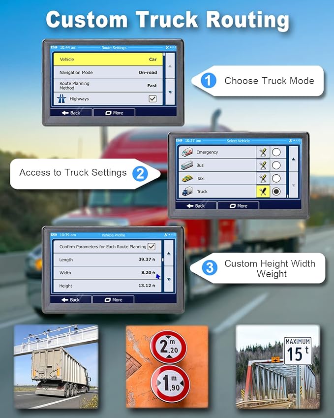 GPS Navigator for Car, Truck GPS Commercial Drivers 2025, Trucker GPS of Semi Turck, Lifetime Free Maps Updates, with 7 inch Touch Screen, Spoken Driver Alerts