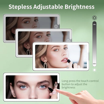 2 Pcs Car Sun Visor Vanity Mirror,Dimmable Rear View Visor Makeup Mirror with 3 Light Modes,Black