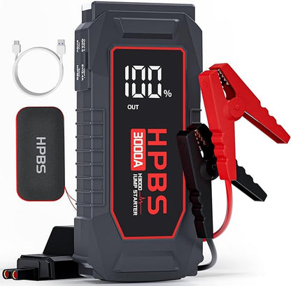 Jump Starter - 3000A Car Battery Jump Starter for Up to 10L Gas and 8L Diesel Engines, 12V Portable Battery Jump Starter Box with 3.0" LCD Display