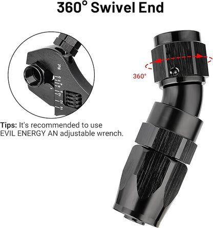 EVIL ENERGY 6AN 30 Degree One Piece Full Flow Hose End Fitting Swivel For CPE Braided Hose