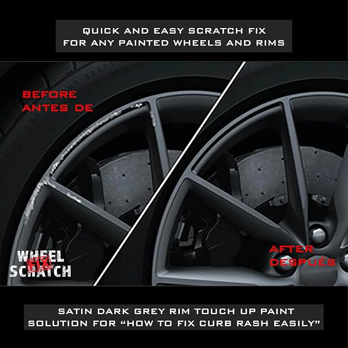 Gray Rim Touch Up Paint, Car Wheel Scratch Repair, Wheel Touch Up Paint Pen, curb rash repair, curb rim repair, Rim Alloy Gray Wheel Paint (Satin Dark Grey Pen Only)