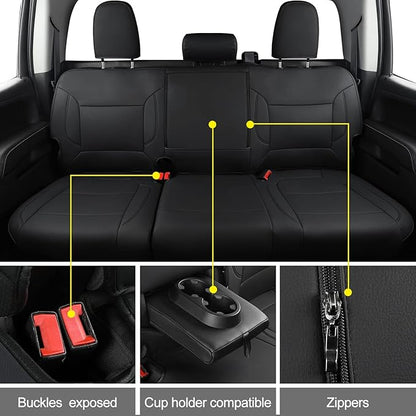 LUCKYMAN CLUB Custom Fit Seat Covers for 2019-2024 2025 Chevy Silverado Sierra 1500 Crew Cab, 2020-2024 2025 Silverado Sierra 2500 3500 Crew Cab (Black)