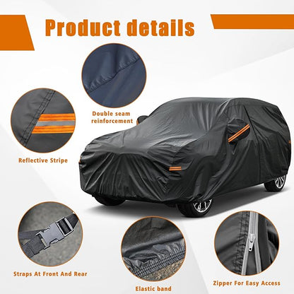 Kayme 7 Layers SUV Car Cover Custom Fit for Nissan Rogue (2007-2025) Waterproof All Weather for Automobiles, Outdoor Full Cover Rain Sun UV Protection.Black