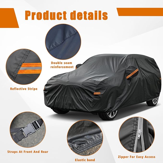 Kayme 7 Layers SUV Car Cover Custom Fit for Kia Soul (2009-2025) Waterproof All Weather for Automobiles, Outdoor Full Cover Rain Sun UV Protection.Black