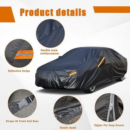 Kayme 7 Layers Car Cover Custom Fit for Cadillac CTS (2003-2014) Waterproof All Weather for Automobiles, Outdoor Full Cover Rain Sun UV Protection.Black