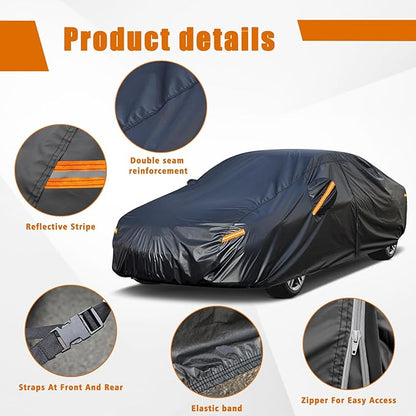 Kayme 7 Layers Car Cover Custom Fit for Nissan Maxima (1988-2025) Waterproof All Weather for Automobiles, Outdoor Full Cover Rain Sun UV Protection.Black