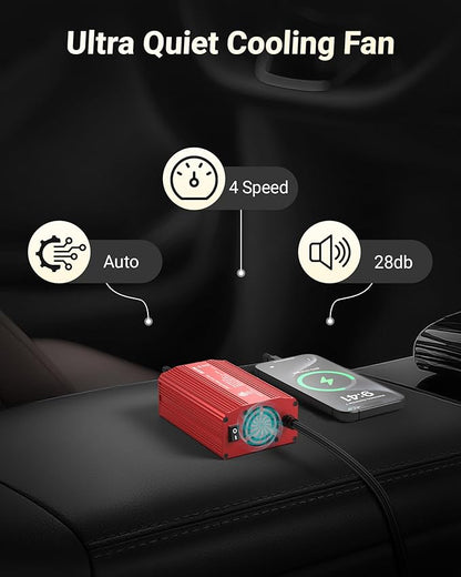 BESTEK Power Inverter DC 12V to AC 110V - 300W Car Plug Adapter Outlet with 4.8A Dual USB Fast Charging Port - Car Charger Cigarette Lighter Adapter for Phone, Laptop on Road Trip - Aluminum Housing