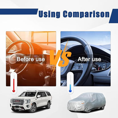 Kayme 6 Layers SUV Car Cover Custom Fit for GMC Yukon XL (2000-2025) Waterproof All Weather for Automobiles, Outdoor Full Cover Rain Sun UV Protection.Silver