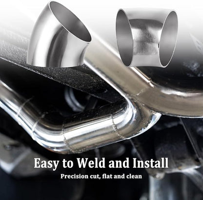 Acrux7 4 Pack 2.5 Inch 45 Degree Exhaust Elbow Pipe, 304 Stainless Steel Mandrel Bend Elbow Thickness 1.5 mm for Car Modified Exhaust, Stair Handrail, Exhaust System