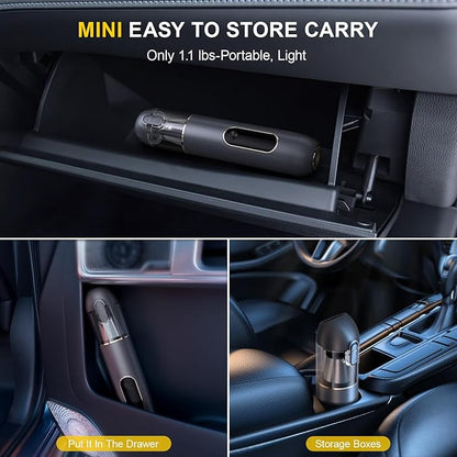 4-in-1 Handheld Cordless Car Vacuum – 19000PA, Brushless Motor, 2-in-1 Blow & Suction, Dual Modes, Type-C, Mini & Portable for Car, Home, Office, Keyboard Cleaning
