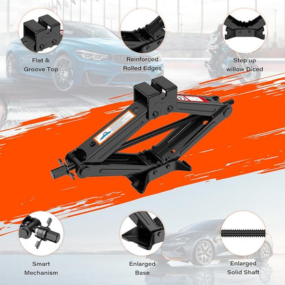 Scissor Jack for Car, 2 Ton (4409 lbs) Car Jack Kit for Sedan, SUV, MPV, Universal Tire Changing Kit with Lug Wrench
