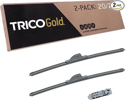 TRICO Gold™ (18-2020) 20 & 20 Inch Pack of 2 Automotive Replacement Windshield Wiper Blades for My Car Premium All Weather Beam Blade for Select Vehicle Models