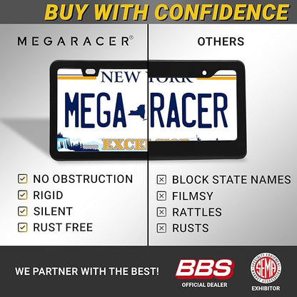 Premium Slim Matte Black License Plate Frame – 1 Pack, Rust-Free Stainless Steel & Rattle-Free, Street Legal, Universal with Screw Covers, Thin Edged Metal Front or Rear Car Tag Holder for Men & Women