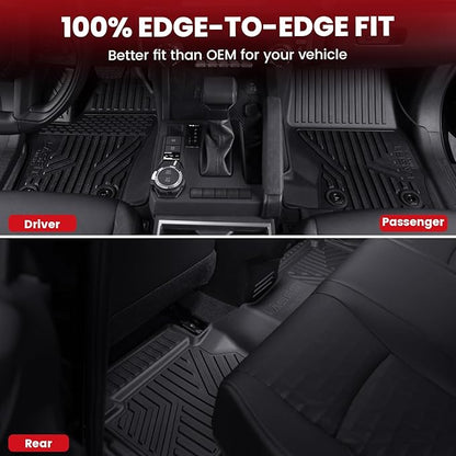LASFIT Floor Mats for Toyota Tacoma 2024 2025 Double Cab (Only Fit Manual) All Weather Floor Liner for Tacoma TPE Custom Fit Car Mats Front&Rear 2 Row Mats,Black(Not fit Xtra Cab&Hybrid&Auto Trans)