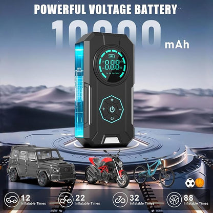 Tire Inflator Portable Air Compressor, 5X Faster Portable Air Compressor with 25000mAh Battery, 150PSI Cordless Air Pump for Car Tires, Bike, Motorcycle, Sports Balls