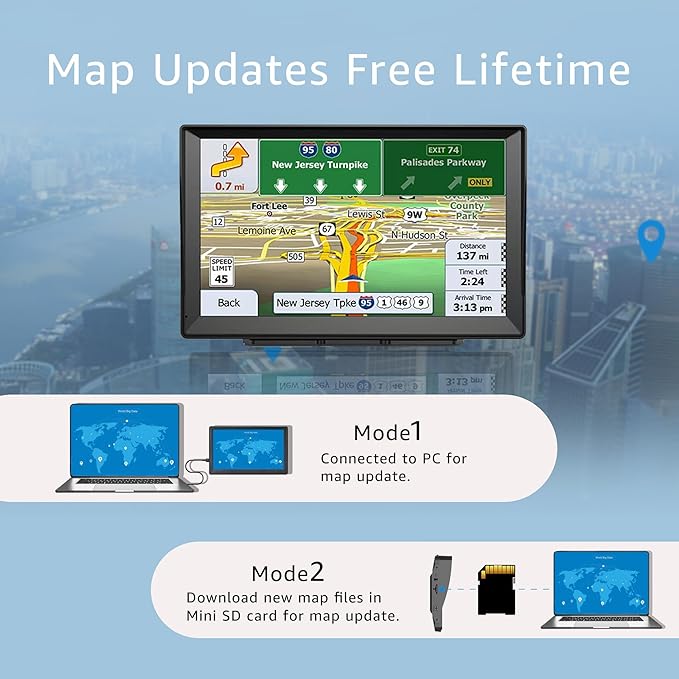 7-Inch GPS Navigator for Car Truck RV, 2025 Offline Maps with Lifetime Free Updates, Touchscreen Sat Nav, Voice Guidance, Speed & Traffic Alerts, Custom Truck Routing