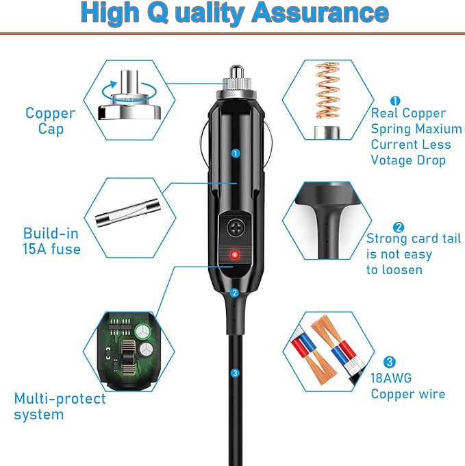 Car Charger Power Adapter Compatible with BLUETTI Car Charging Cable EB3A / EB70 / EB70S Portable Power Adapter 2M/6.5FT Charging Cord with DC 8MM Input Port
