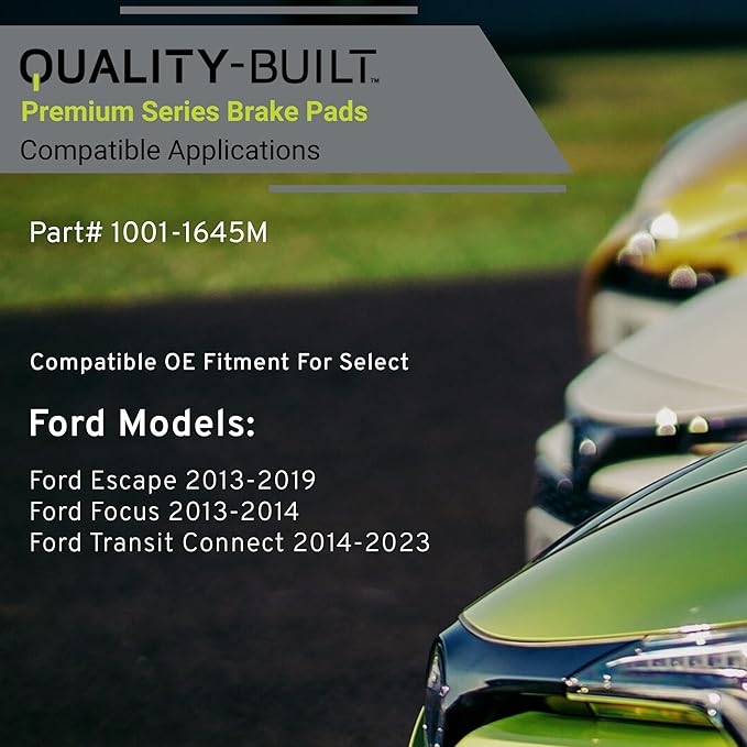 Premium Semi-Metallic Front Brake Pads (1001-1645M) Compatible with Ford Escape 2013-2019, Ford Focus 2013-2014, Ford Transit Connect 2014-2023