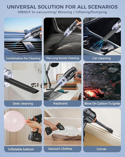 Car Vacuum Portable Cordless,High Power Suction & Blower, Wireless Handheld Vacuum Cleaner for Car, Home, Office, Pet(Coal Black)