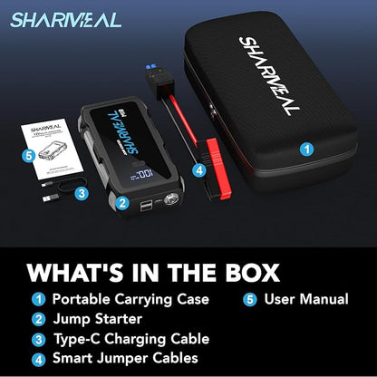 3000A Battery Capacity Jump Starter Power Pack with 3 Modes Flashlight and Jumper Cable