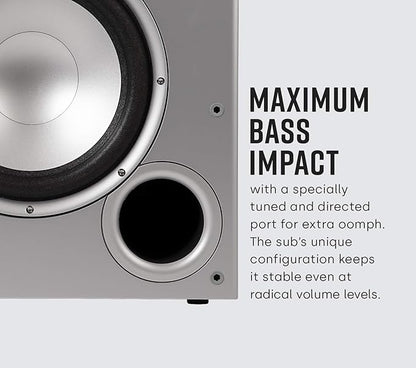 Polk Audio PSW10 10" Powered Subwoofer – Power Port Technology, Up to 100 Watts, Big Bass in Compact Design, Easy Setup with Home Theater Systems, Timbre-Matched with Monitor & T-Series Polk Speakers
