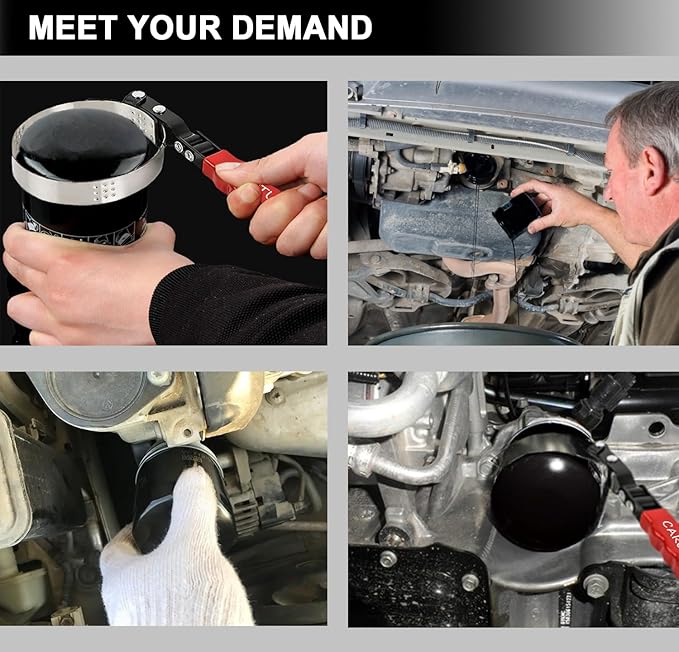 7pcs Oil Filter Wrench Set with Small Oil Funnel for Oil Change, Adjustable Oil Filter Removal Tool 2-1/16"-5-1/4"