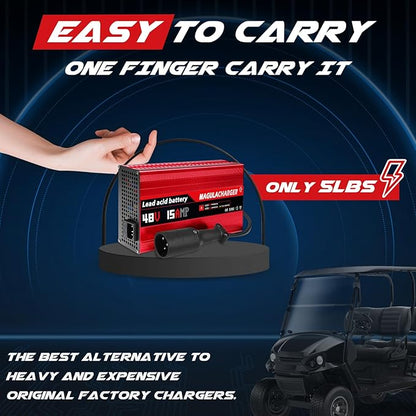 Magula 48 Volt 15 Amp Golf Cart Battery Charger for Club Car DS&Precedent,with Trickle Charge,Only 5 Lbs, 4-6 H Full Charge,Replace Club car Charger 48 Volt