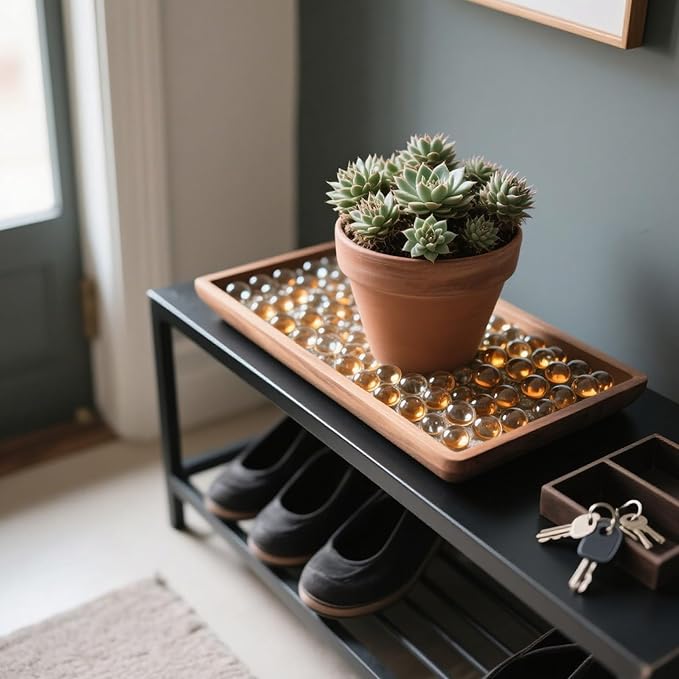 0.96LB Glass Beads Vase Filler Aquarium Gravel Decor Flat Glass Marbles Gems Pebbles Fish Tank Rocks Home Decorative Art Craft - Champagne